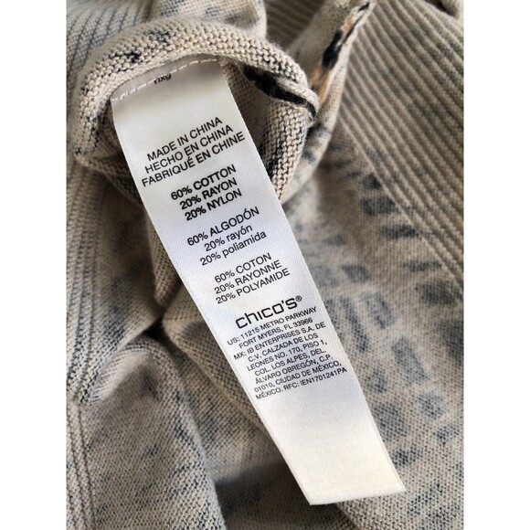 Chicos Travelers Tunic Top Slinky Knit Women’s Size L or 2 Brown Printed - Picture 10 of 11